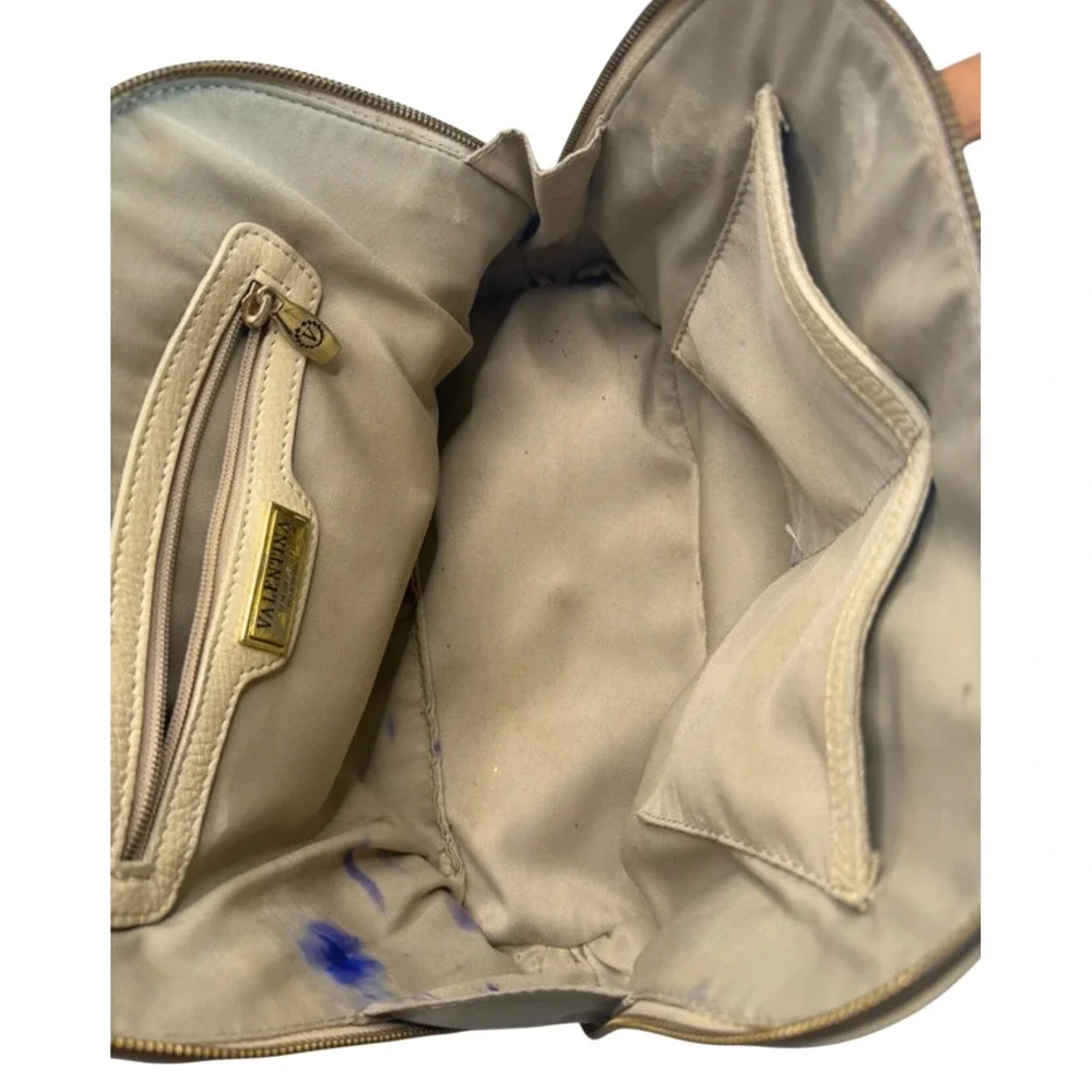 Valentina Italia Cream Pebbled Leather Satchel Bag Made in Italy Project Flawed